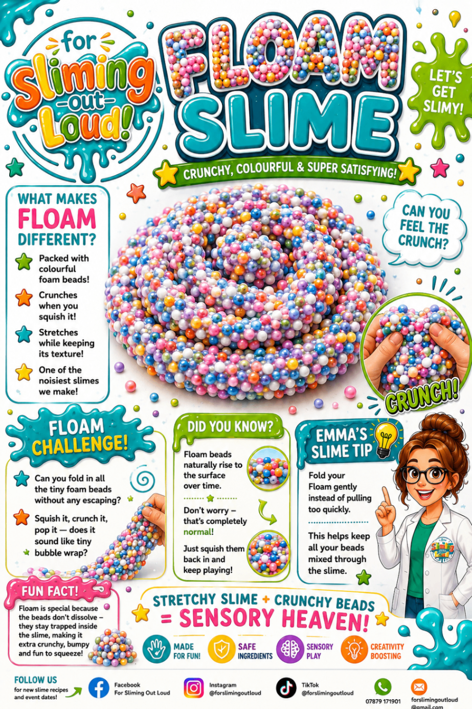 Floam Slime poster showing the slime texture and features