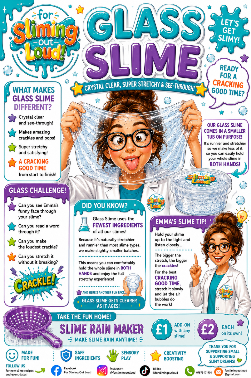 Glass Slime poster showing the slime texture and features